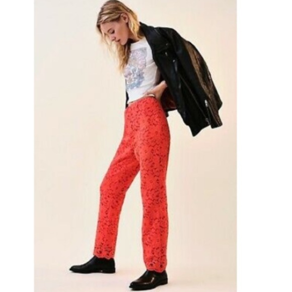 Free People Wild Lace Pull On Crop retro Flare 70s  Pants Small women’s nwot - Picture 7 of 7